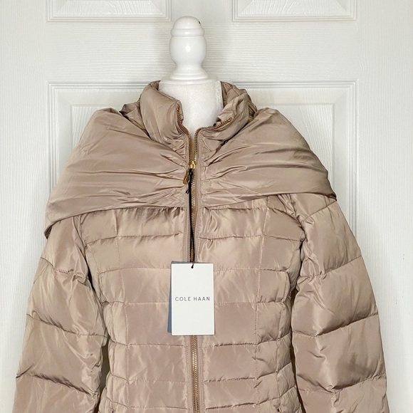 COLE Haan Down Puffer Jacket Coat XS Zip Front Hooded - Picture 6 of 11